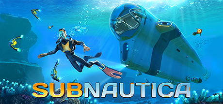 Poster of Subnautica showing underwater exploration with sea creatures and a diver.