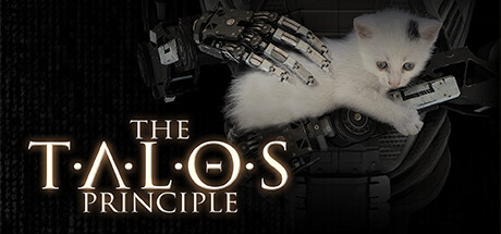 Poster of The Talos Principle showing a robot character with puzzle elements in the environment.