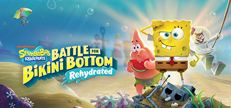 Poster of SpongeBob SquarePants game showing bright cartoon visuals and playful characters.
