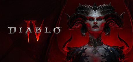 Poster of Diablo IV showing dark fantasy characters collecting loot and battling demons.