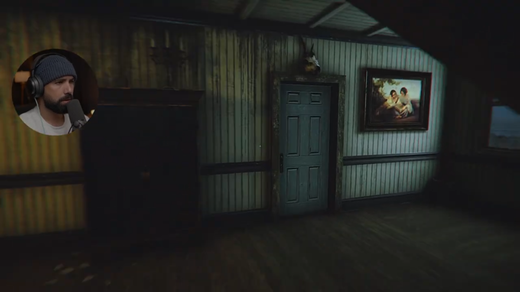 “Screenshot from The Lightkeeper’s interior, displaying detailed wall textures and muted color tones. The image highlights the game’s realistic art style and the harmony between environment design and materials. Captured from Hollow’s YouTube walkthrough.”